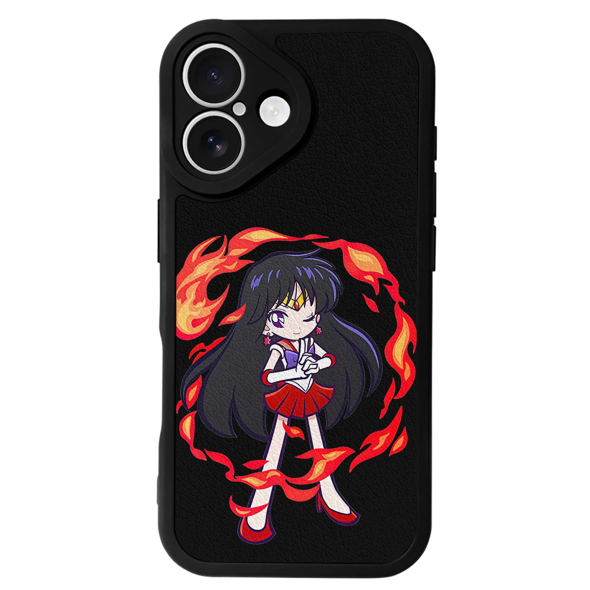 （画像用） 美少女戦士セーラームーン 火野レイ ひの レイ Sailor Moon Hino Rei （セーラーマーズ,Sailor Mars） 【iPhone 16シリーズ対応】シリコンスマホケース（レザー調） 材質：シリコン